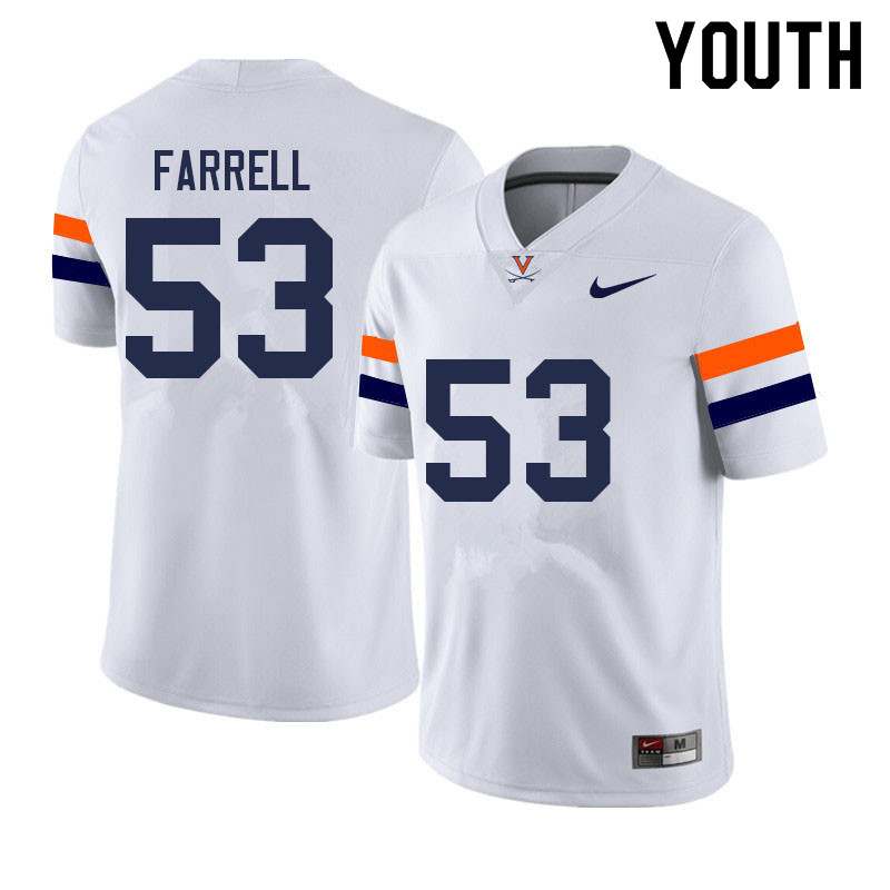 Youth #53 Brendan Farrell Virginia Cavaliers College Football Jerseys Sale-White - Click Image to Close
